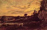 John Constable Famous Paintings - Landscape Evening